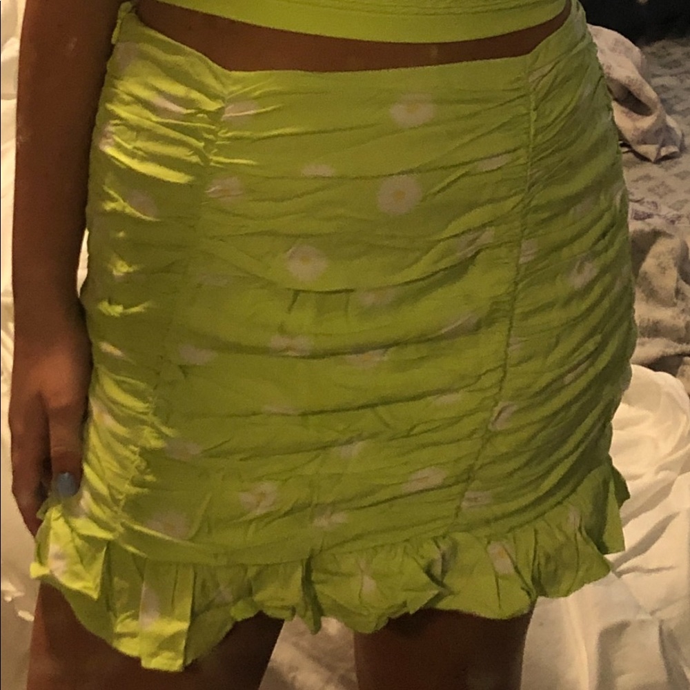 UO Lime Daisy Skirt
